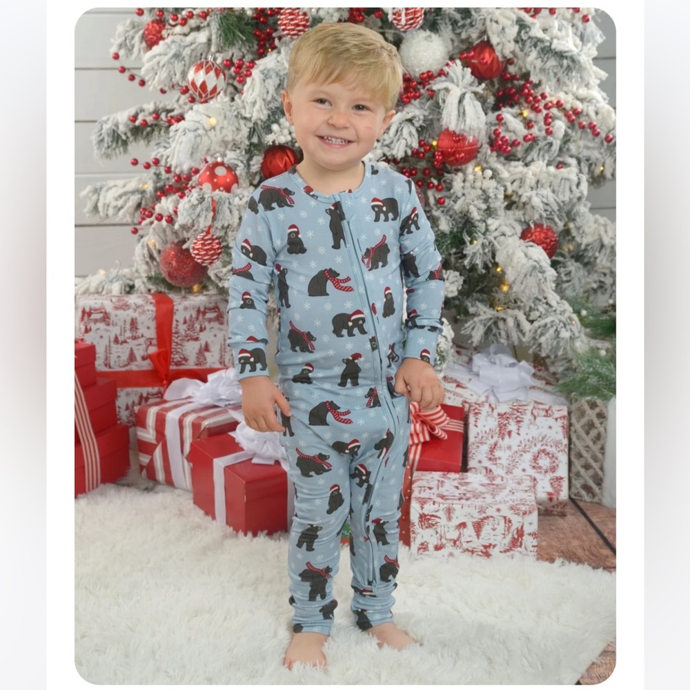 Bear-y Christmas Bamboo Romper - Size 6-12 months